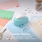 Mini shape punch classic flourish swirl pattern 29x19mm cutout pastel paper craft