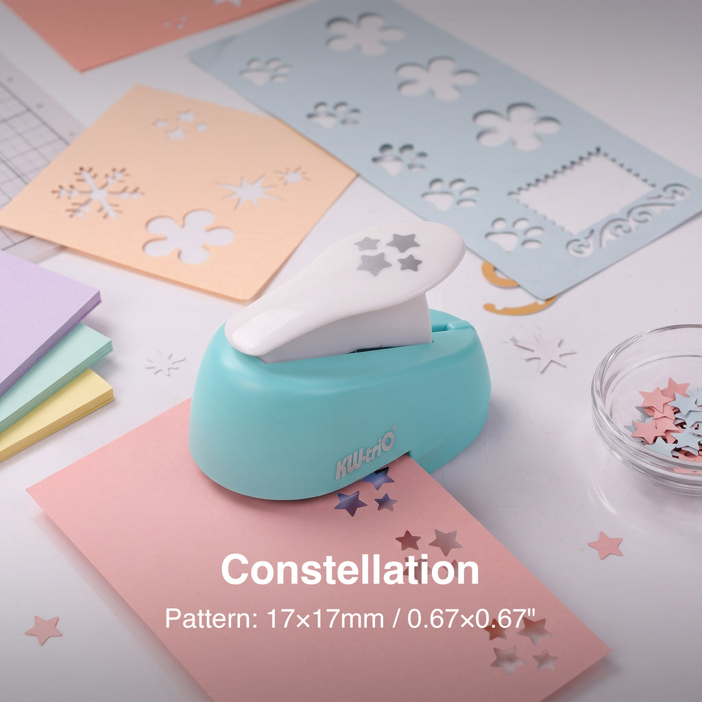 Mini shape punch constellation star cluster pattern 17x17mm cutout pastel paper craft