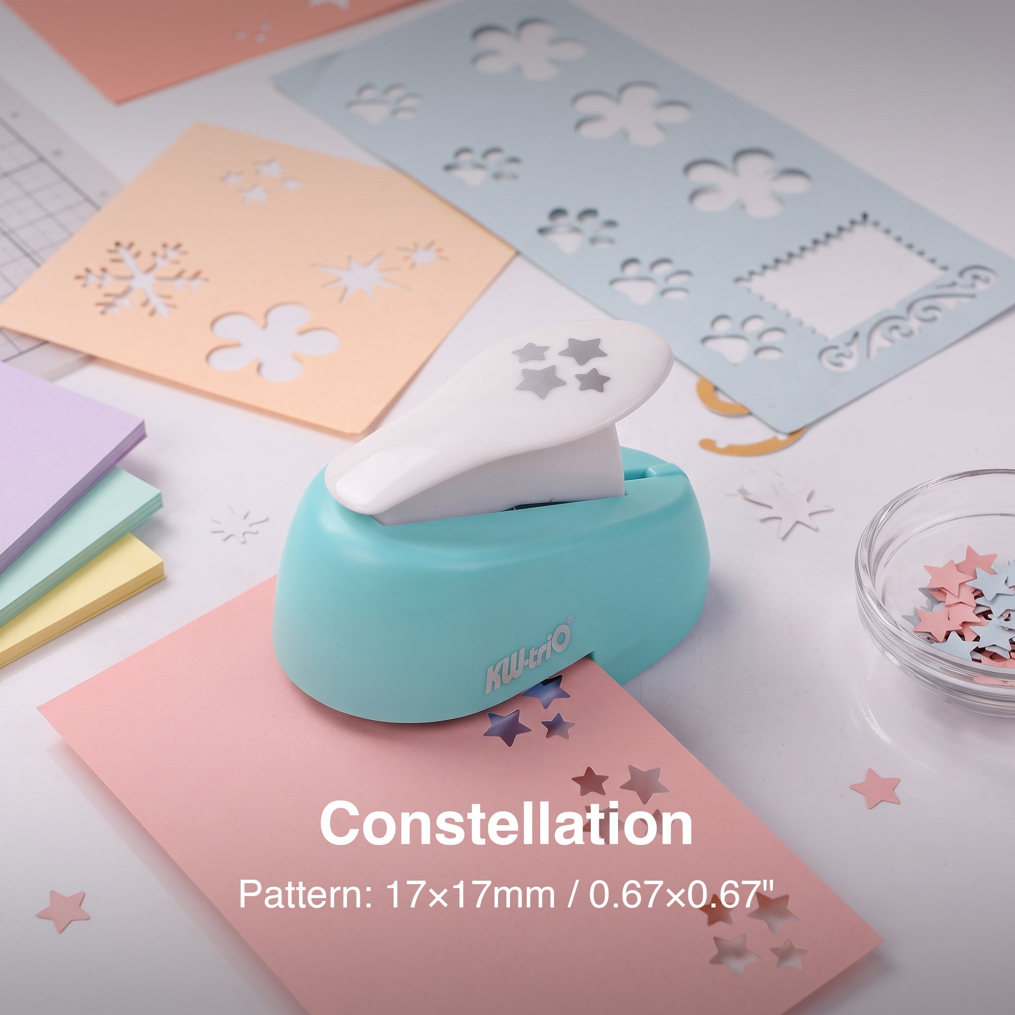Mini shape punch constellation star cluster pattern 17x17mm cutout pastel paper craft