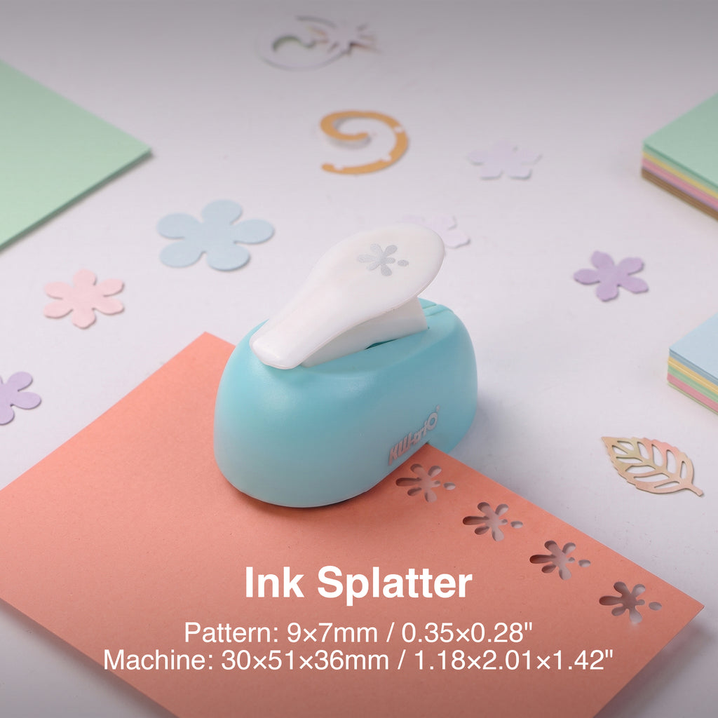 Mini shape punch ink splatter pattern 9x7mm cutout pastel paper craft desk creative