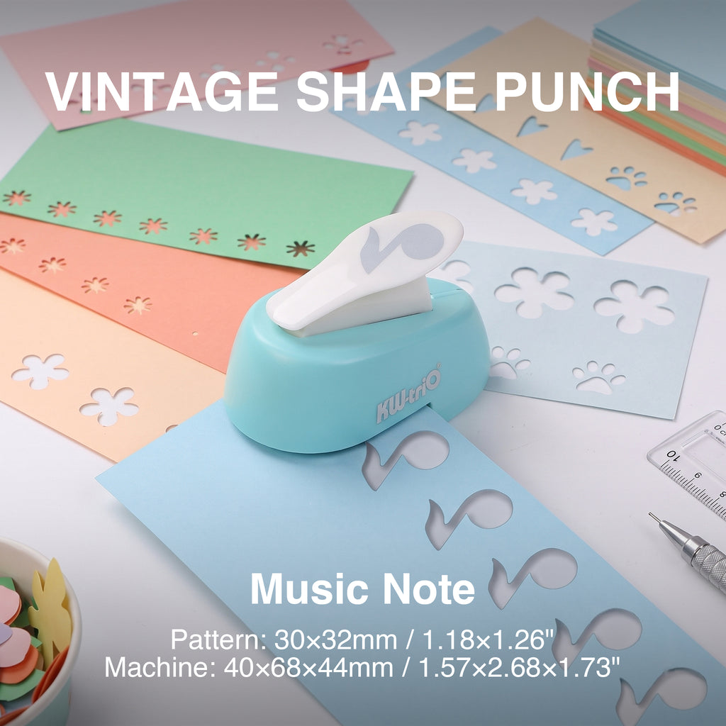 Mini shape punch music note pattern 30x32mm cutout blue paper craft desk melody