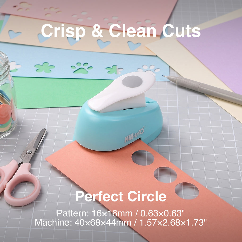 Mini shape punch perfect circle pattern 16x16mm cutout orange paper craft desk
