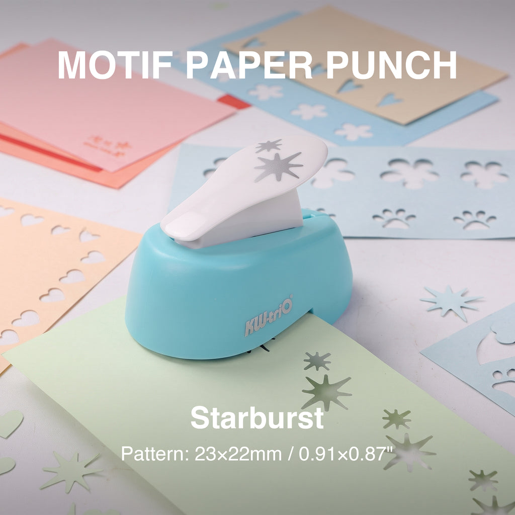 Mini shape punch starburst pattern 23x22mm cutout green paper craft desk sparkle