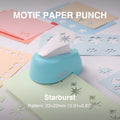 Mini shape punch starburst pattern 23x22mm cutout green paper craft desk sparkle