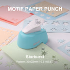 Mini shape punch starburst pattern 23x22mm cutout green paper craft desk sparkle