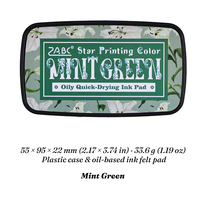 Mint Green Star Printing oil-based ink pad in floral case