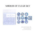 Mirror of Clear Sky vintage floral wax seal sticker - serene blue design
