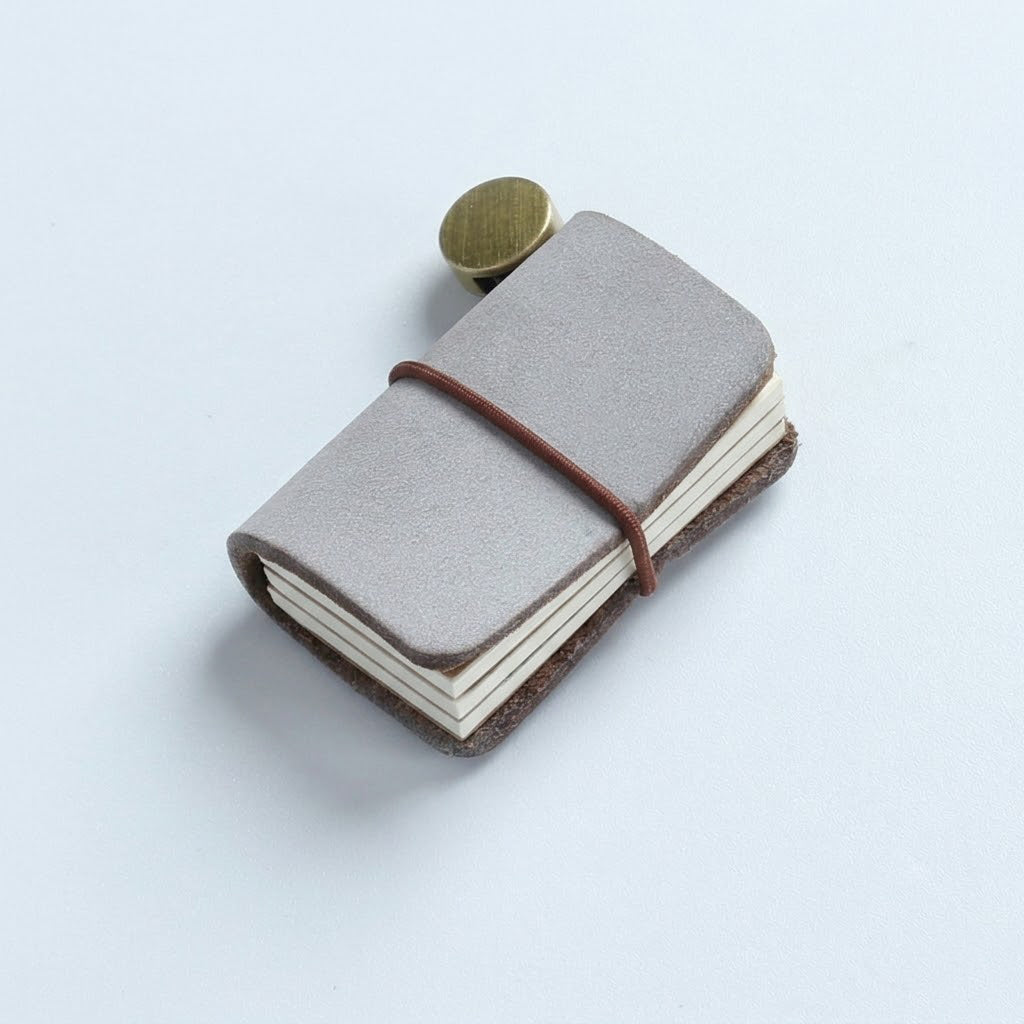 Misty Mocha Frosted Wax Leather Mini Journal Charm - Antique Style Stationery