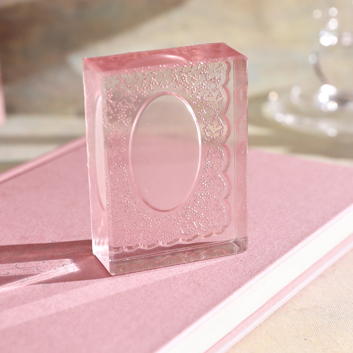 lace reverie clear stamp misty mirror oval lace frame acrylic stamp romantic