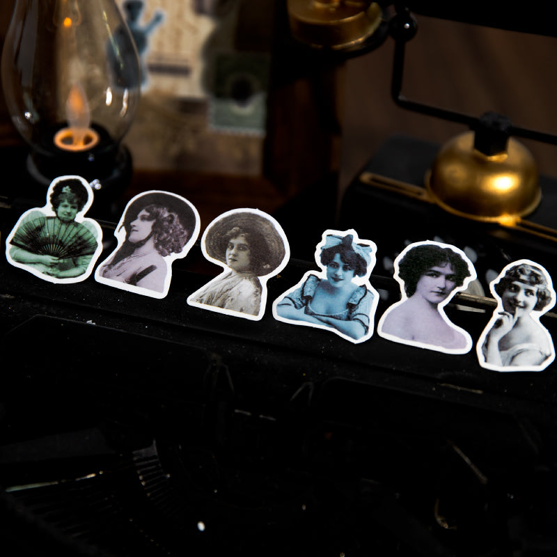 Modern girl stickers applied in bullet journal showing white ink era collection styling ideas