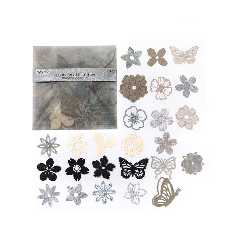 Monochrome ash and silver delicate die cut background decorations