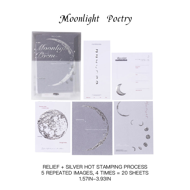 Moonlight Poetry elegant ephemera - silver foil stamping with romantic moon design