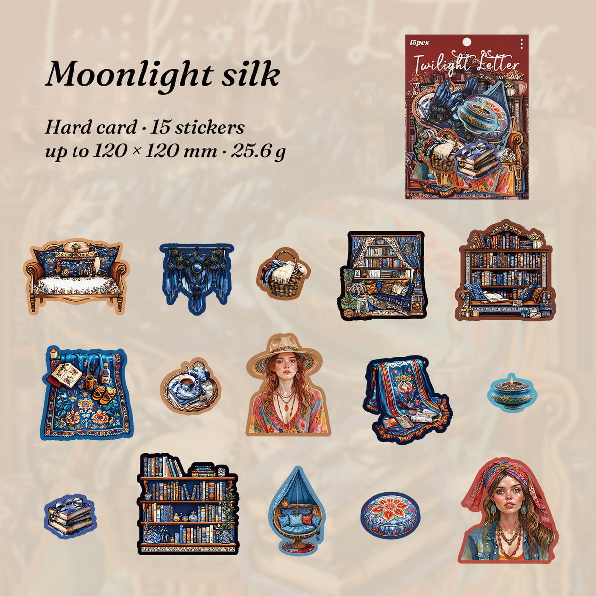 Moonlight Silk mood — 15 pieces of moonlit textile scenes