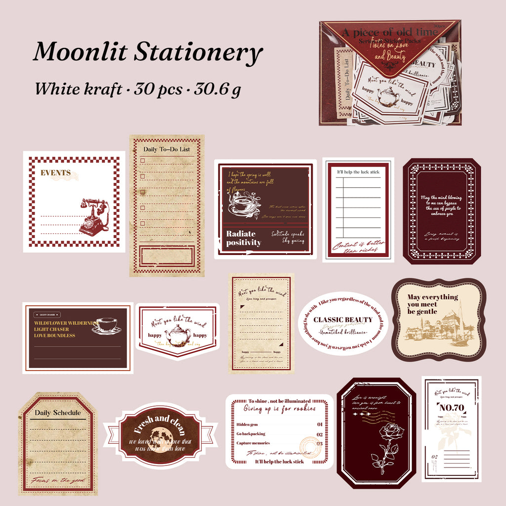 Vintage Letter Sticker Pack — 30 Pcs