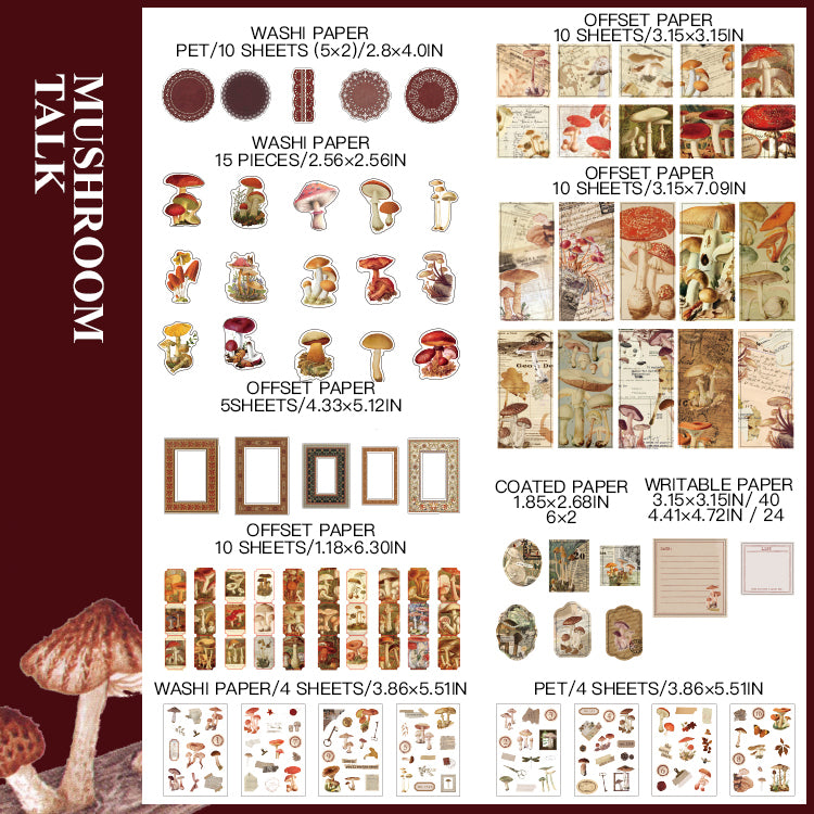 Mushroom Talk: "Mushroom Talk botanical paper - vintage fungi illustrations for nature journaling"