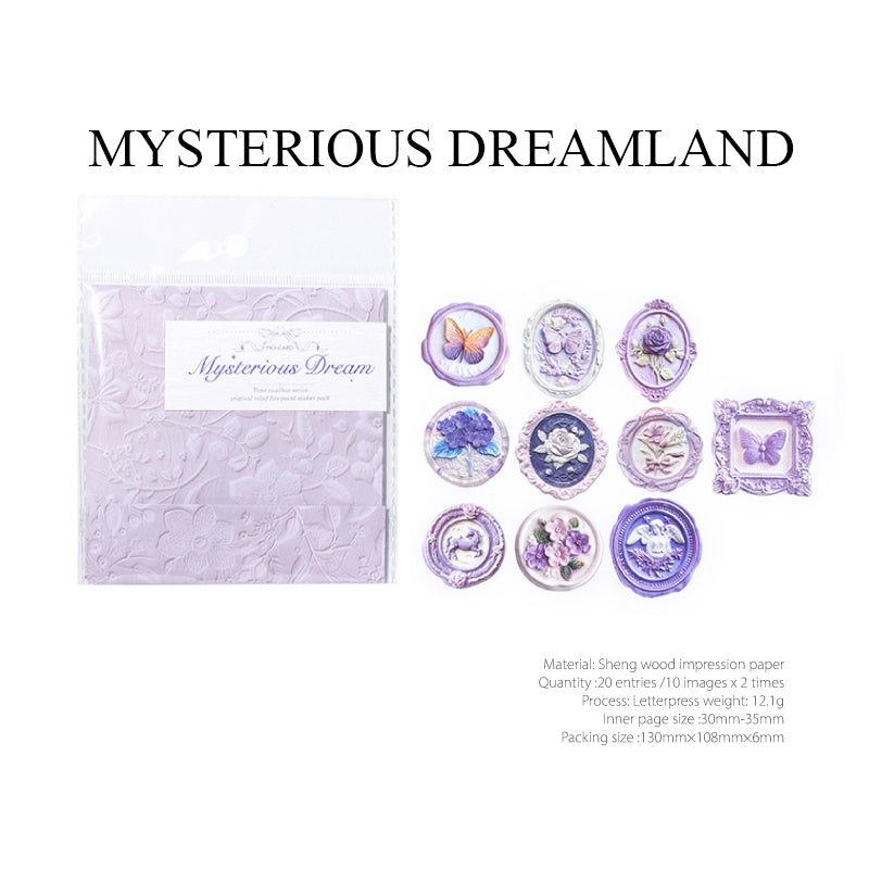Mysterious Dreamland vintage floral wax seal sticker - enchanting purple design