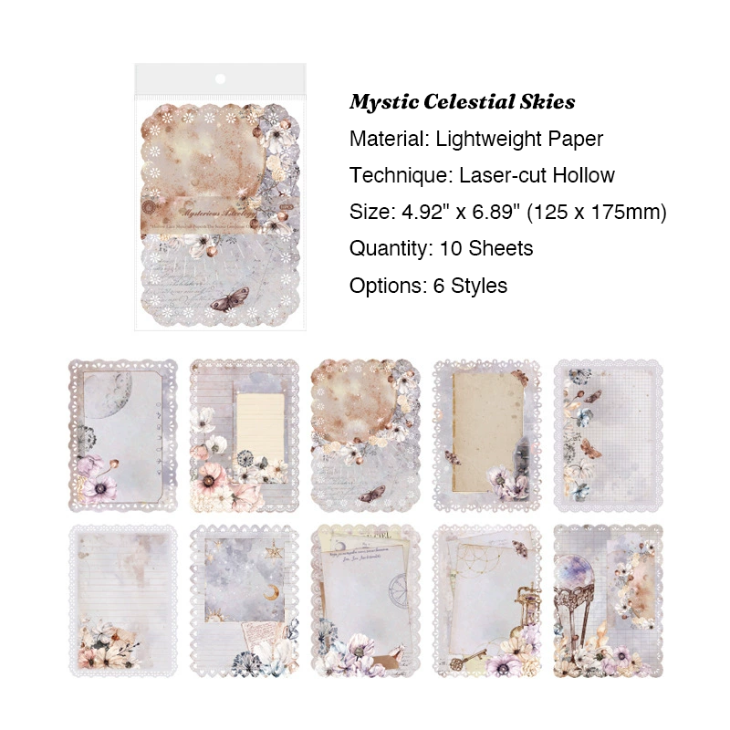 Mystic celestial skies vintage junk journal lace paper