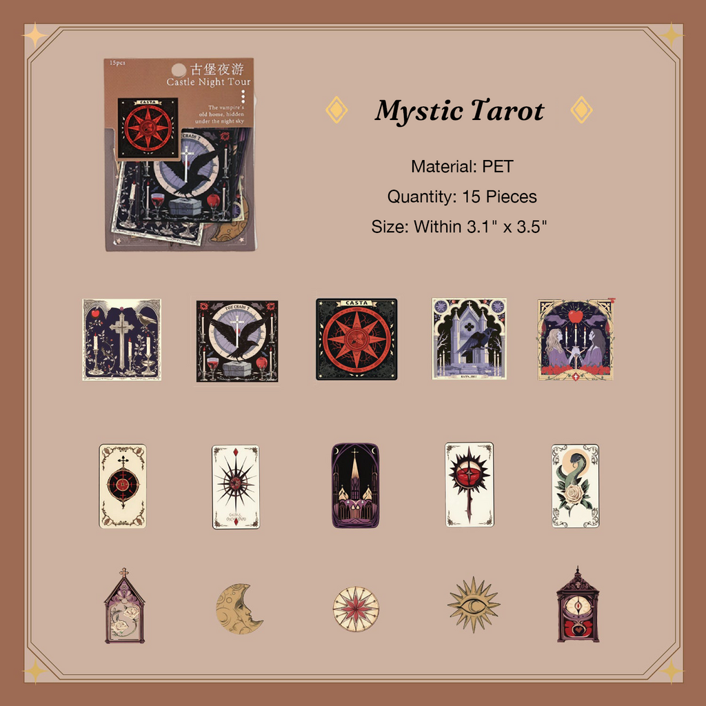 Vintage tarot card stickers for fortune telling aesthetic journaling