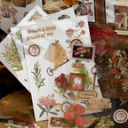 "Vintage botanical paper craft materials - natural history themed scrapbooking supplies"