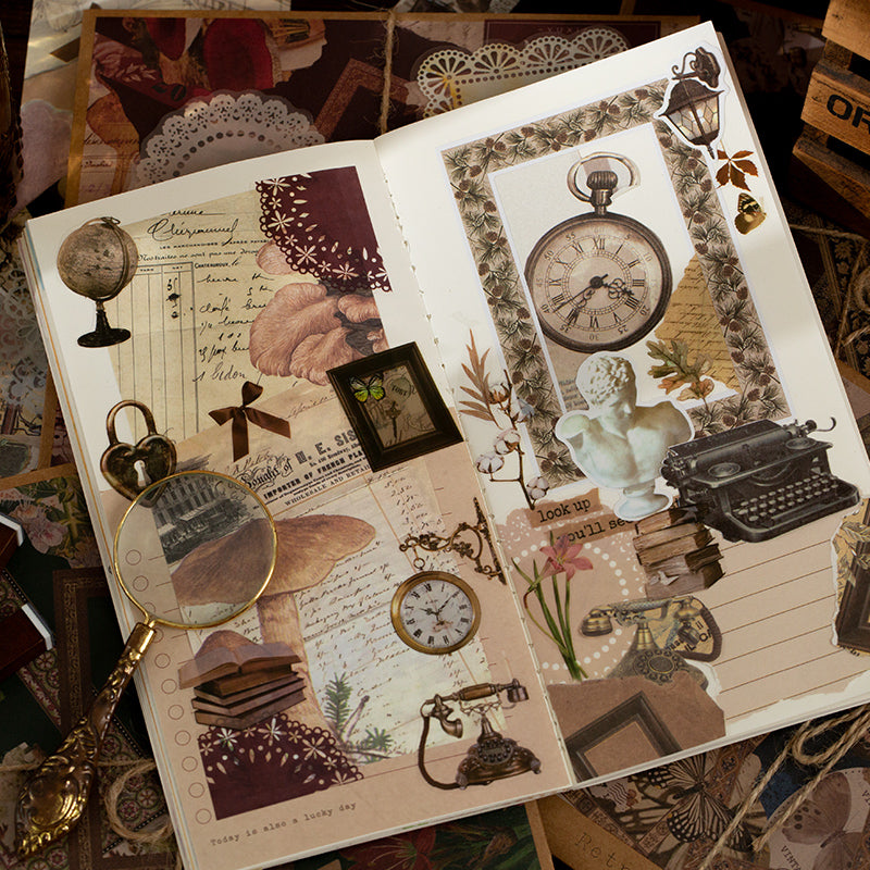 "Vintage botanical paper craft materials - natural history themed scrapbooking supplies"