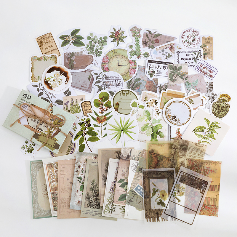 Natural Plant Research design - botanical vintage stickers