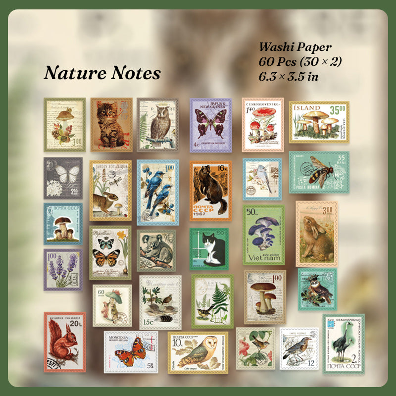 nature notes sticker sheet chart 30 bird butterfly and plant stamp designs