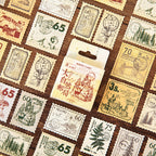 Nature Post Office sticker cube with 60 vintage stamp stickers in removable design