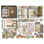 Main image for the 'Nature's Whispers' Vintage Brown Butterfly Journal Kit variant, showing the open gift box with a brown notebook, matching washi tapes, and vintage ephemera papers for Dark Academia scrapbooking.