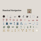 Nautical navigation and sailing ship retro sketch stickers for collage art
