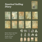 Nautical sailing diary vintage map and compass sticker pack