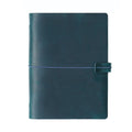 Navy blue full-grain leather refillable journal cover