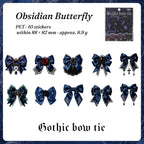 Gothic bow stickers style 6 — deep blue butterfly bows with crystals, 10 pieces