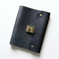Obsidian Black genuine leather combination lock journal, A5 refillable notebook with compass embossing for secure executive daily notes.
