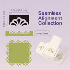 White border punch with ocean coral fan pattern cut sample and seamless alignment guide