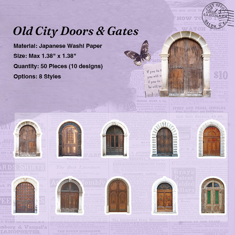 Old city doors and gates vintage journal stickers