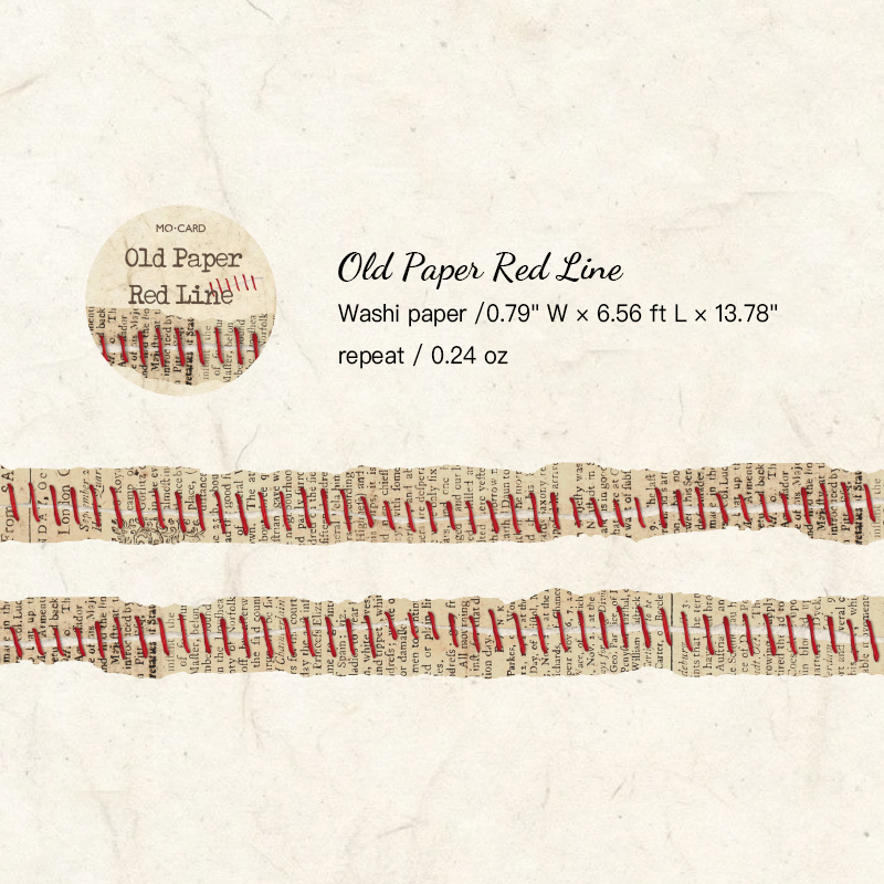 Old paper red line vintage sewing sticker for bullet journal decoration