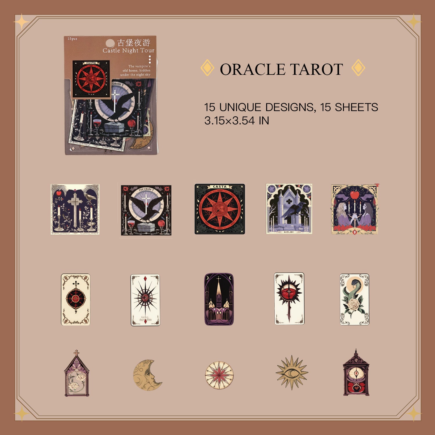 Oracle Tarot design - dark aesthetic gothic sticker