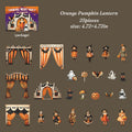 Orange Pumpkin Lantern Halloween journal cards — circus tents, witches and ghosts