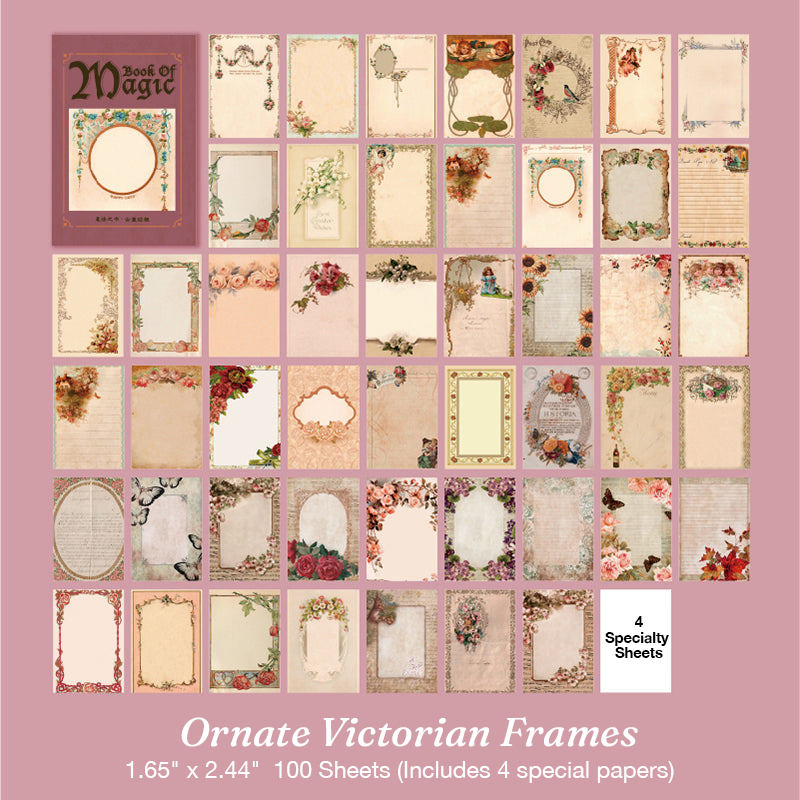 Ornate Victorian antique frame and border magic book stickers for layering