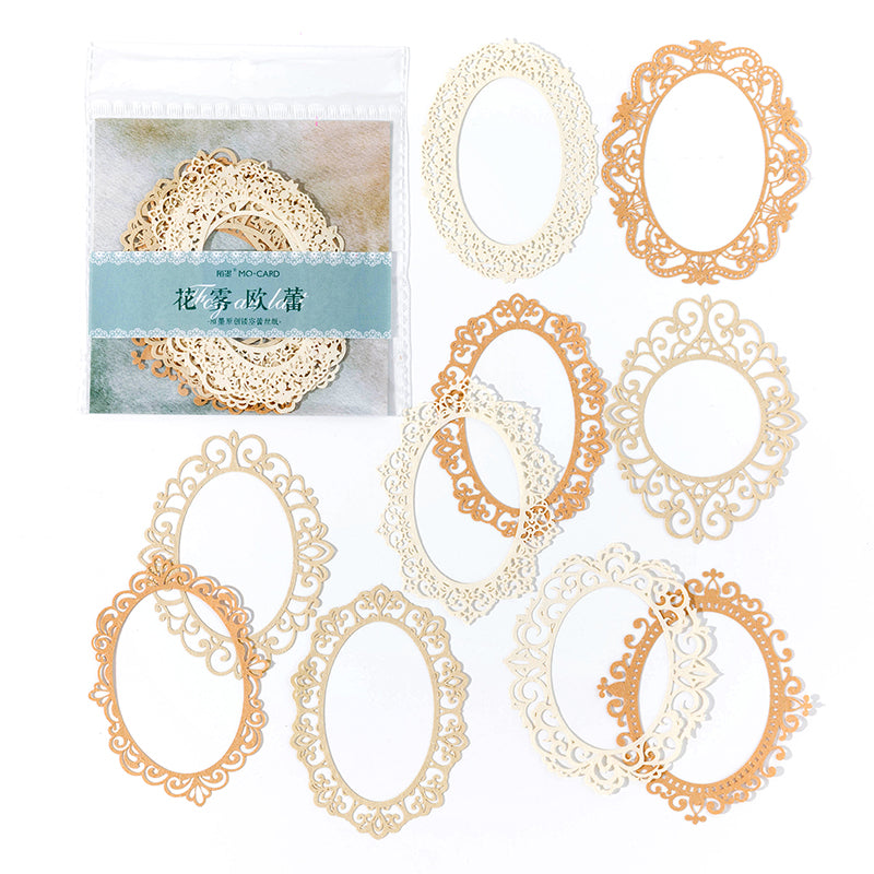Ornate portrait frames vintage lace oval die-cut paper borders