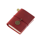 Oxblood red crazy horse genuine leather micro diary showing rustic texture and dark academia aesthetic
