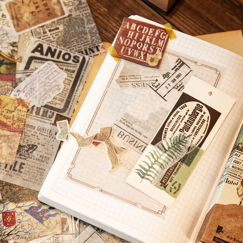 French vintage washi stickers - boxed gift set for scrapbooking