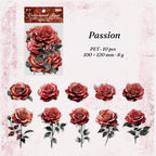 Delusional Rose stickers style 2 — red rose illustrations, 10 pieces