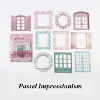 Pastel impressionism colorful vintage window stickers