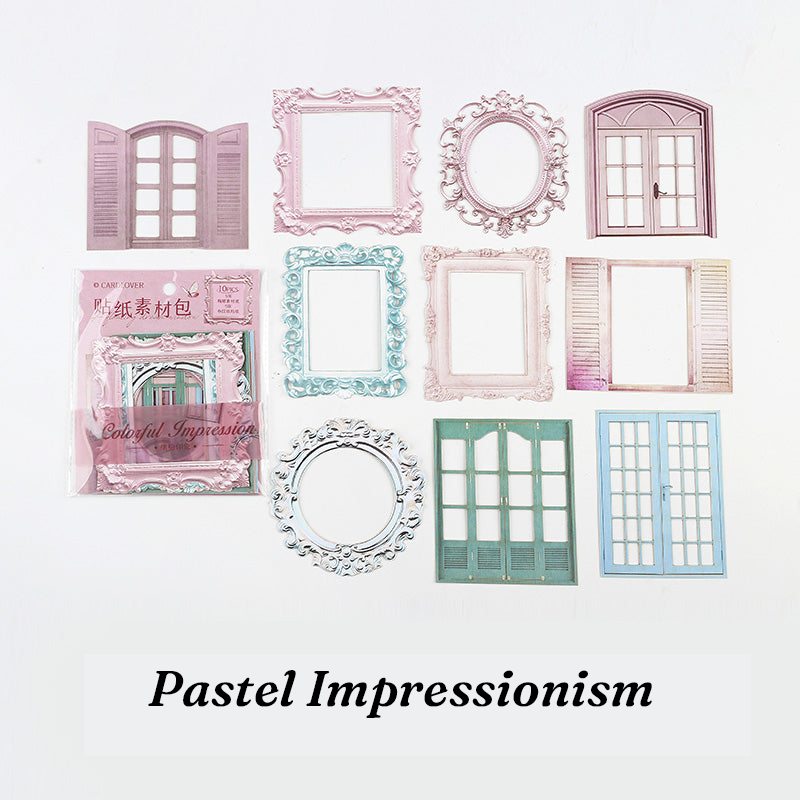 Pastel impressionism colorful vintage window stickers