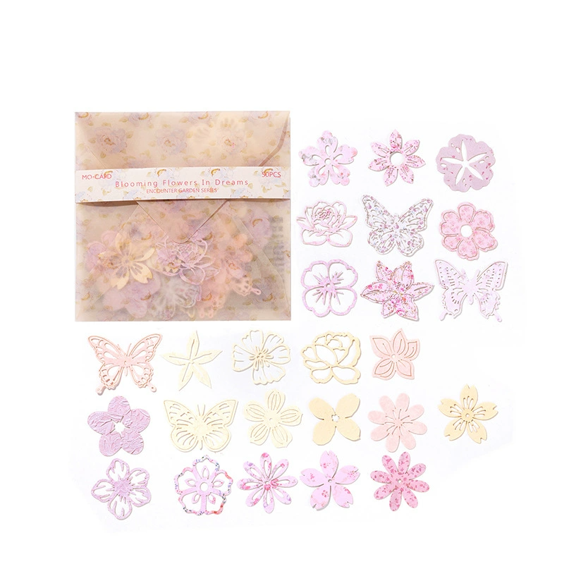Pastel pink dream blossoms laser cut floral ephemera