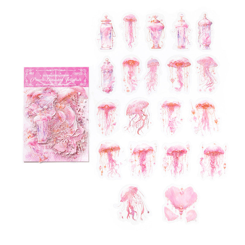 Peach Bloom colorway — full sheet of pink jellyfish designs