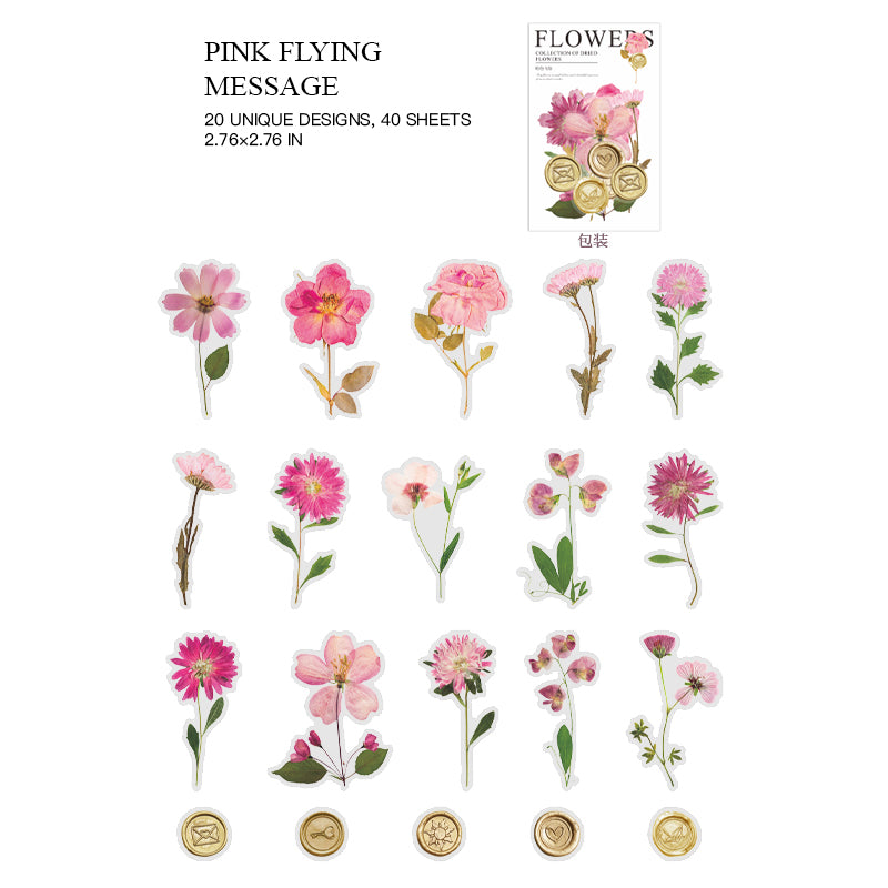 Pink Flying Message - romantic pressed flower wax seal for letters