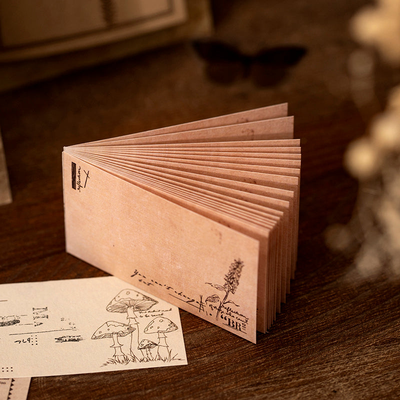 Plant invitation series sticky notes display with vintage floral and botanical illustrations for crafting
