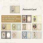 Vintage portrait card memo pad with romantic religious portraits and floral bouquet borders for bullet journaling